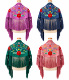 Mantoncillo Infantil Bordado de Flores con Flecos Estilo Flamenco para Feria y Fiestas 270071