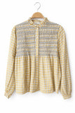 Blusa de cuadros con bordado y manga larga 97017-AM