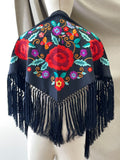 Mantón triangular bordado con flecos estilo flamenco 270053 - FELIZ SHOPPING 