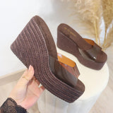 Sandalias de cuña con banda transparente | Plataforma abierta - FELIZ SHOPPING 