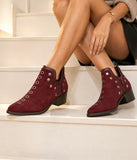 Botines de Mujer con Tachuelas y Cremallera Lateral – Tacón Bajo de 4 cm, Punta Fina, Estilo Casual y Elegante Y2092