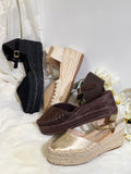 Sandalias de cuña mujer verano plataforma esparto cómodas y versátiles 6009
