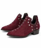 Botines de Mujer con Tachuelas y Cremallera Lateral – Tacón Bajo de 4 cm, Punta Fina, Estilo Casual y Elegante Y2092