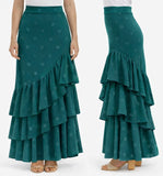 251111 Falda Flamenca con Volantes y Lunares - Falda de Baile Flamenco PETROLEO