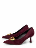 Zapatos de tacón medio con punta fina y adorno metálico-Tacón 6 cm AA83
