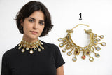 Collar Choker Dorado Vintage con Cristales y Flecos - Diseño Geométrico Elegante tk-26