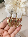 BROCHE Y PEINETA BOLA BLANCO BRO599