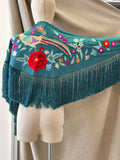 MANTON FLAMENCO BORDADO MEDIANA PARA ADULTOS Y NIÑAS -270051  TURQUESA