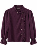 Blusa de Pana para Mujer con Volantes y Botones 8622