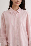 Camisa de rayas finas rosa y blanco de manga larga 798-RS