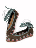Bailarinas de crochet estilo bohemio con cordones N5810