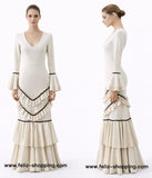 25370 Traje de Flamenca para Mujer con Volantes y Cuello en V - FELIZ SHOPPING 