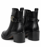 Botines de Mujer con Tacón Ancho, Hebilla y Cremallera Lateral – Botas Cortas Elegantes y Cómodas 2081