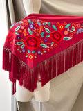 MANTON FLAMENCO BORADO FLORE ROJO -270053 BURDEO