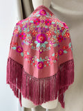 Mantón Flamenco Bordado con Flecos -Mantoncillo de Flamenca -Varios Colores Tk26