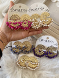 Pendientes flamencos de abanico con flecos y cuentas de colores PEN1299 - FELIZ SHOPPING 