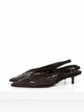 Zapato destalonado de punta fina con rejilla de brillo 9869 - FELIZ SHOPPING 