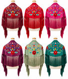 Mantoncillo Infantil Bordado de Flores con Flecos Estilo Flamenco para Feria y Fiestas 270071
