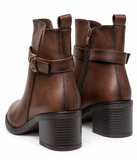 Botines de Mujer con Tacón Ancho, Hebilla y Cremallera Lateral – Botas Cortas Elegantes y Cómodas 2081