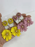 Pendientes Florales Estilo flamenco con Aro -Metal Pintado -Largo 8cm pen899 - FELIZ SHOPPING 