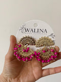 Pendientes flamencos de abanico con flecos y cuentas de colores PEN1299 - FELIZ SHOPPING 