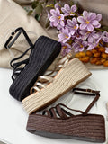 Sandalias Mujer de Cuña con Suela de Yute – Espadrilles Verano 6030