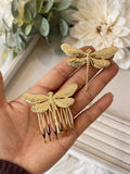 Broche y Peineta Dorada Libélula -Accesorio Flamenco BRO599