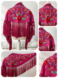 Mantoncillo Infantil Bordado de Flores con Flecos Estilo Flamenco para Feria y Fiestas 270071
