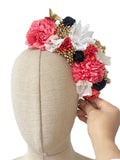 Corona de Flores Flamenca Hecha a Mano con Flores de Tela TK-26-f17