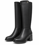 Botas Altas de Mujer con Tacón Ancho, Caña Elástica y Cremallera Lateral TF8922