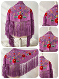 Mantoncillo Infantil Bordado de Flores con Flecos Estilo Flamenco para Feria y Fiestas 270071