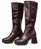 Botas Altas de Mujer con Plataforma y Tacón Ancho – Caña Alta y Cremallera Lateral 186MB