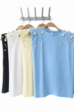 Top sin mangas con detalle de perlas (4 colores) JX09433