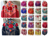 Mantón triangular bordado con flecos estilo flamenco 270053 - FELIZ SHOPPING 