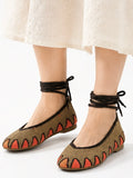 Bailarinas de crochet estilo bohemio con cordones N5810