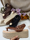 Sandalias Mujer de Plataforma Espadrilles con Suela de Yute 6019 6019B
