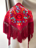 MANTON FLAMENCO BORADO FLORE ROJO -270053 BURDEO