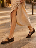 Bailarina de mujer estilo vintage con tachuelas -Zapato plano tipo Mary Jane