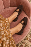Bailarinas Mujer Estilo Mary Jane de Antelina con Hebilla Dorada -Zapatos Planos Elegantes con Fruncido -4 Colores P154