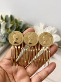 BROCHE Y PEINETA MONEDA BRO599