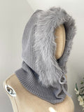 Pasamontañas de Punto para Mujer con Pelo Suave-Gorro y Cuello 2 en 1 -Cálido y Cómodo para Invierno go1499