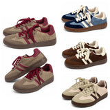 Zapatillas Casual Retro Combinadas de Mujer -Efecto Ante -Suela de Goma CC268