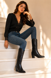 Botas Cowboy de Mujer con Bordado -Punta Fina y Tacón Ancho V-26