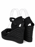 Alpargatas de Cuña para Mujer – Negro y Dorado – Cierre Ajustable – Ideales para Feria, Flamenco y El Rocío 787-5