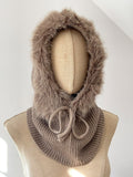 Pasamontañas de Punto para Mujer con Pelo Suave-Gorro y Cuello 2 en 1 -Cálido y Cómodo para Invierno go1499