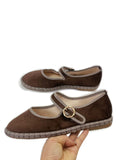 Zapatos Mary Jane Marrones de Gamuza con Hebilla Vintage N5812-7-MARRON