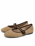 Bailarinas Mary Jane de Mujer – Zapatos Planos con Hebilla y Diseño Bicolor YR908