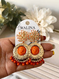 Pendientes flamencos vintage con medallón y flecos pen1199