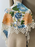 Mantón Rocío con Flecos madroño – Chal Floral Español tk-26-M