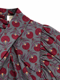 Blusa de Mujer Estampada con Volantes, Cuello Alto y Manga Larga 12780